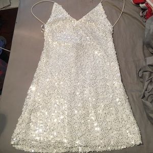 White Sequin Lulus Dress